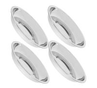 WEKAMOS 4pcs Stainless Steel Cat Food Dishes Shallow Wide Bowls Whisker Fatigue Kitten Feeding Plates for Wet Food Pet Water Bowls