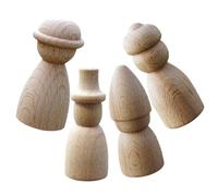WEKAMOS 4pcs Unpainted Wooden Peg Dolls DIY Craft for Sturdy Figures for Painting and Home Decoration Creative Handmade Wooden Doll Ornaments