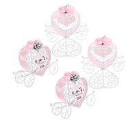 WEKAMOS 4pcs Wedding Favor Candy Boxes Heart-shaped Carriage Design for Party Treats Candy Containers for Guests for Celebrations and Events