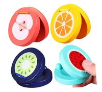 WEKAMOS 4pcs Wooden Finger Castanets Musical Percussion Instruments Cartoon Fruit Patterns Early Education for Classroom Coordination Development