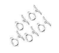 WEKAMOS 5 Set DIY Jewelry Buckles Metal Connectors for Necklace Bracelet Making Silver Copper Plated Abnormal Ot Shape Clasps for Crafting Accessories
