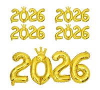 WEKAMOS 5 Sets 2026 Gold Foil Number Balloons Crown Foil Balloons Set for New Year Eve and Graduation Party Decorations, Photo Backdrop and Countdown Wall Decor