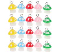 WEKAMOS 50 Pcs Candy Color Mushroom Pendants DIY Resin Acrylic Charms for Jewelry Making Lightweight Decorative Pendants with Loop for Bracelets Necklaces Earrings Keychains