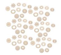 WEKAMOS 50pcs Brightly Painted Wooden Flower Shapes for DIY Crafted Home Decor and Accessories Unfinished Wood Pieces for Childrens Creative Craft Activities Scrapbooking Wedding Party