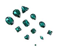 WEKAMOS 50pcs Dark Green Crystal Claw Rhinestones Sew Teardrop Glass Gems with Silver Flat Base for Garment DIY Sewing Craft Jewelry Accessories Mixed Styles