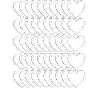 WEKAMOS 50pcs Heart Shaped Acrylic Sublimation Keychain Discs DIY Blank Transparent Pendant for Crafting Keyrings