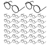 WEKAMOS 50pcs Mini Doll Glasses Black Wire Frame Miniature Eyewear for Dollhouse Accessories DIY Crafting Kits Realistic Tiny Spectacles for Creative Scene Styling and Photo Props