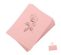WEKAMOS 50pcs Pink Floral Wedding Place Cards with Heart Cutout Elegant Table Name Cards for Reception Seating Easy to Write Guest Markers Romantic Decor for Wedding Parties and Banquets