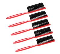 WEKAMOS 5pcs Beard Styling Brush and Long Handle Shaving Brush with Red Beard Comb Set for Men’s Mustache Grooming and Hair Cleaning Tools Suitable for Daily Use and Barber Fade Styling