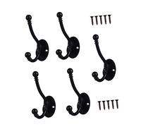 WEKAMOS 5pcs Black Vintage Coat Rack Hooks Wall Mounted Clothes Hanging Hooks for Bathroom Kitchen Easy to Install Creative Household Organizer for Towels Robes Bags