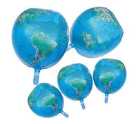 WEKAMOS 5pcs Earth Pattern Aluminum Foil Balloons Transparent Globe Planet Decoration for Space Themed Party Supplies Science Series Party Balloons for Birthday Wedding Home School Decor