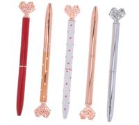 WEKAMOS 5pcs Metal Heart Shape Ballpoint Pens Smooth Gel Ink Writing Stationery for Students Creative Comfortable Grip Design