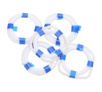 WEKAMOS 5pcs Mini Blue Life Buoy Ornaments Mediterranean Style Swim Ring Decors DIY Dollhouse Accessories Nautical Home Wall Decorations
