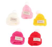 WEKAMOS 5pcs Mini Woolen Yarn Knitting Hats DIY Accessories for Doll Crafts Christmas Tree Decorations Party Ornaments Small Handmade Gift Embellishments