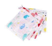 WEKAMOS 5Pcs Square Cotton Face Towels High-Density Muslin Washcloths Unisex Patterns for Skincare and Bib Use Super Absorbent Soft Towels for Newborns