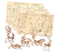 WEKAMOS 5pcs Wooden Animal Puzzle for Adults Interactive DIY Jigsaw with Wolf Dragon Fox Deer Tiger Models Educational Wooden Puzzle for Cognitive Development and Hand Eye Coordination