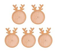 WEKAMOS 5pcs Wooden Brooch Bases Stainless Steel Time Gem Bezel DIY Breastpin Trays for Brooch Making Accessories, Round Christmas Reindeer Design, Suitable for Craft Decoration