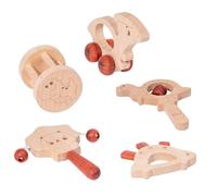 WEKAMOS 5pcs Wooden Rattles Hand Held Educational Sound for Grip Training Smooth Polished Surface Safe and Stimulating Early Learning