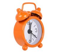 WEKAMOS 6 Scale Miniature Dollhouse Clock Ornament, Orange Metal Tiny Alarm Clock Model, DIY Dollhouse Accessory for Pretend Play and Craft Decor