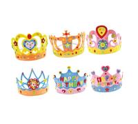 WEKAMOS 6 Sets Princess Crown Tiara Craft Kit for Birthday Party, DIY Party Hat Supplies Blue, Pink, Yellow, and Orange Color Options