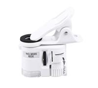 WEKAMOS 60X Portable Mini Mobile Phone Microscope Clip with LED Light High Magnification Magnifying Glass for Photography and Video White Light Adjustable Focus Universal Mobile Phone