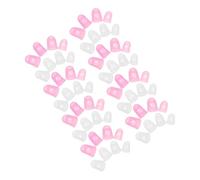 WEKAMOS 64pcs Silicone Guitar Finger Sleeves Transparent Pink Fingertip Protectors Slip Finger Guards for Acoustic Electric Classical Guitars Bass Sewing Fit for Precise String Pressing