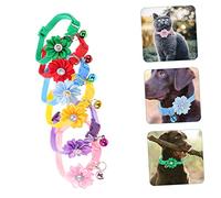 WEKAMOS 6pcs Adjustable Flower Pet Collars with Bell Lightweight Neck Chain for Cats and Puppies Comfortable Decorative Neck Decor for Parties