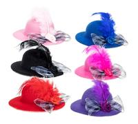 WEKAMOS 6Pcs Adjustable Lace Edge Chicken Hats Wear Resistant Bird Caps for Hens Parrots and Pets Decorative Poultry Accessories in Blue Pink Black Red Purple