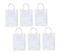 WEKAMOS 6Pcs Clear present Wrapping Bags Transparent Handheld Tote Bags for Easy Present Packaging for Parties and Shopping Durable PVC Material