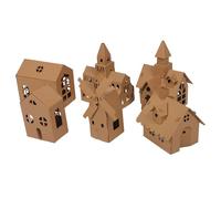 WEKAMOS 6PCS DIY Cardboard Playhouse Kit for Mini House Making Craft with Blank Surfaces for Coloring Educational Building Encouraging Creativity and Family Interaction