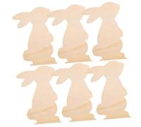 WEKAMOS 6pcs Easter Wooden Slices Bunny Cutouts DIY Blank Wood Planks for Painting Easter Crafts Decorations