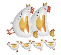 WEKAMOS 6pcs Farm Animal Chicken Foil Balloons for Birthday Shower Party Decorations Aluminum Foil with Playful Chick Design Quick Inflate Balloon Decor for Farm Theme Events