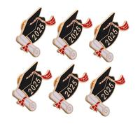 WEKAMOS 6pcs Graduation Lapel Pins Zinc Alloy Doctoral Cap Brooches for Class of Celebrations Multipurpose Accessories for Bags Ties and Jackets