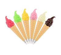 WEKAMOS 6pcs Ice Cream Ballpoint Pens Creative Hard Plastic Shell Smooth Writing Student Signature Pens for School Office Stationery with Flowing Ink Comfortable Grip