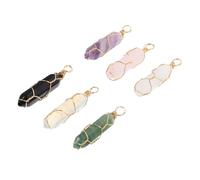 WEKAMOS 6pcs Natural Crystal Healing Pendants Multifaceted Pointed Hexagonal Stone Accessories for DIY Jewelry Making and Copper Wire Necklaces
