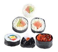 WEKAMOS 6Pcs Realistic Sushi Model Play Food Set Artificial Japanese Fake Sushi Rolls Lifelike Onigiri Nigiri Food for Kitchen Pretend Play and Photography Props