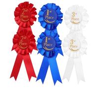 WEKAMOS 6pcs Victory Ribbons Award Rosette Ribbons for First Second and for Sports Events and Competitions Includes