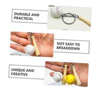 WEKAMOS 7Pcs Mini Baseball Keychains with Wooden Bat Hanging Decorative Sports Key Rings Bulk for Teenagers Party Favors Gift Bag Fillers Resistant Accessories
