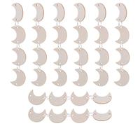 WEKAMOS 80pcs Crescent Shape Wood Chips Unfinished Blank Craft Cutouts for DIY Calendar Projects Craft Wood Slices Metal Connectors for Party Decorations