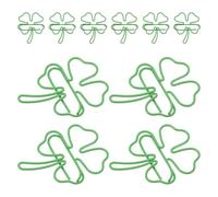 WEKAMOS 80Pcs Shamrock Paper Clips Four-Leaf Clover Shaped Metal Clips Decorative Mini Paperclips for Organizing Documents Crafting and St Patrick’S Day Party Favors