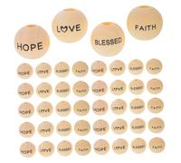 WEKAMOS 80Pcs Wood Blessing Words Beads for DIY Bracelet Necklace Crafting Includes Love Hope Blessed Faith Letter Beads for Handmade Jewelry and Decorative Accessories