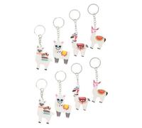 WEKAMOS 8pcs Alpaca Shaped Cartoon Animal Keychains PVC Pendants Party Favors Hanging Ornaments Cute Alpaca Key Ring Decorations for Gifts and Bag Accessories
