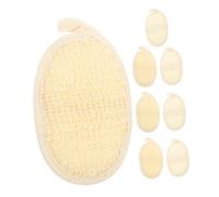 WEKAMOS 8pcs Natural Loofah Body Exfoliator Pads Shape Deep Pore Cleansing Shower Scrubber for Men and Women Lightweight Quick Drying Travel-friendly Bath Accessories