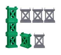 WEKAMOS 8Pcs Train Bridge Pier Supports Set, Plastic Stackable Grey Green Railway Accessories, Train Track Risers for Model Scenery and Hobby Building