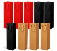 WEKAMOS 9 Pcs Wine Bags Bottle Bag for Party Kraft Paper with Handle Easy to Carry Fine Workmanship for Christmas and Pool Parties