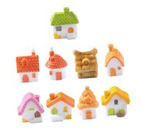 WEKAMOS 9pcs Miniature Thatched Roof Cottage Houses Resin Fairy Garden Ornaments for Micro Landscape DIY Plant Pot Decorations Vintage Rustic Style