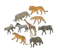 WEKAMOS 9pcs South Africa Wildlife Animal Figurine Set for Kids, Realistic Lion, Hyena, Zebra, Elephant Standing Ornaments for Toddler Education and Home Decor