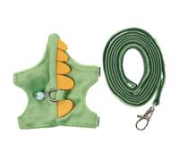 WEKAMOS Adjustable Small Pet Harness with Leash for Ferrets Wear-resistant Dinosaur Cartoon Design Vest Breathable Comfortable Traction Rope for Secure Walking and Outdoor Use Random Color