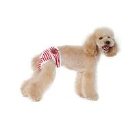 WEKAMOS Adjustable Stripe Pattern Dog Menstruation Pants for Female Dogs Breathable Puppy Diapers Comfortable Physiological Safety Pants in Red Home Furnishings From Stains