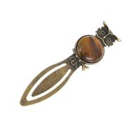 WEKAMOS Antique Owl Shaped Metal Bookmark with Natural Stone Inlay Zinc Alloy Page Marker for Students and Readers Retro Decorative Animal Book Mark Lightweight Stationery Accessory
